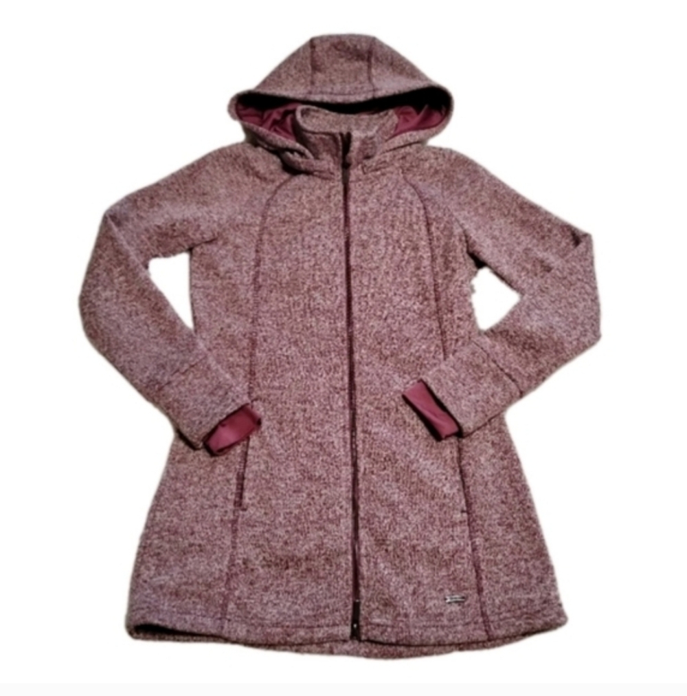 Kyodan Freedom Trail Long Purple Marled Hooded Sweater Fleece Jacket Swacket S